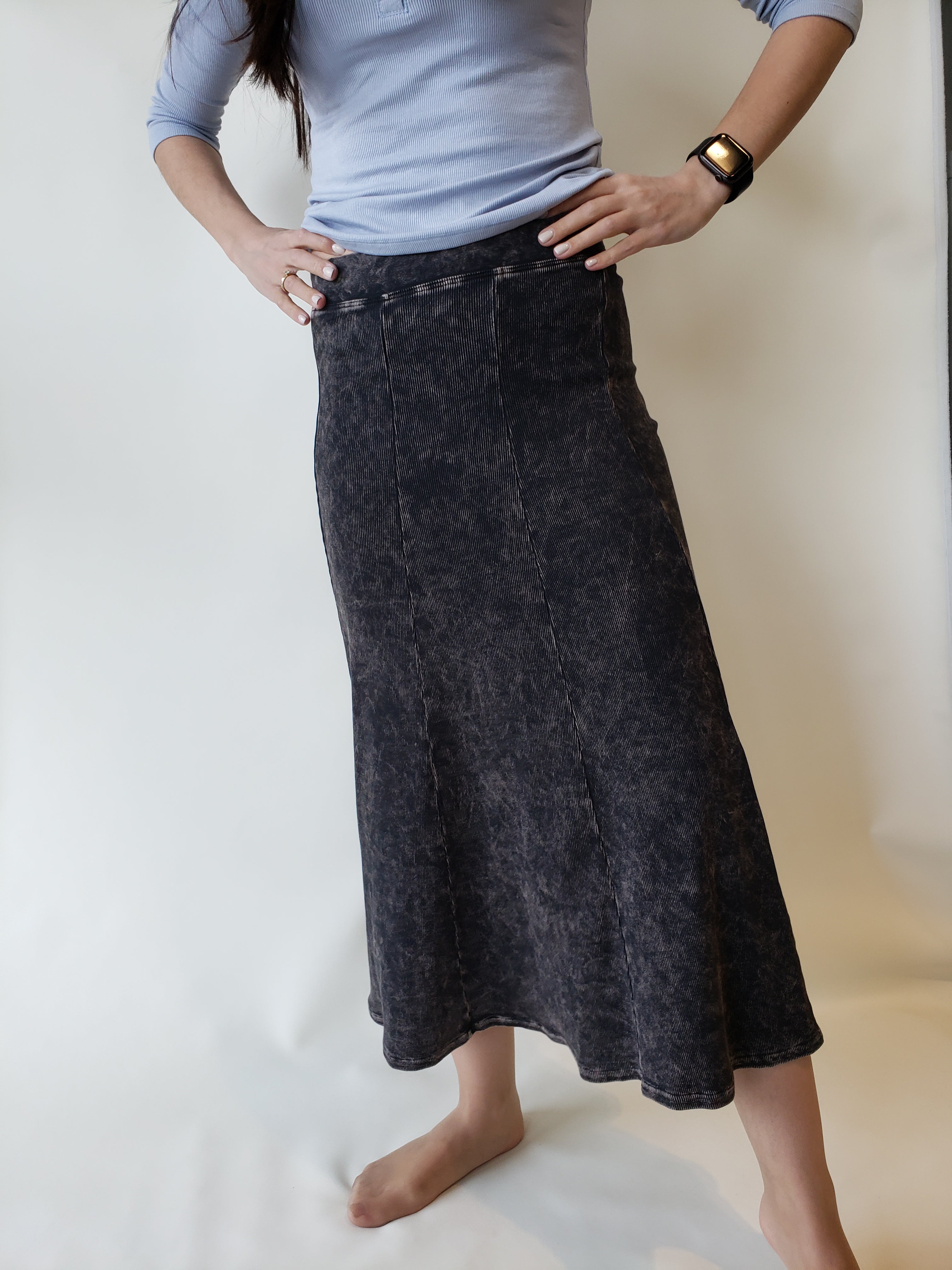 Hardtail Panel Rib Knit Midi Skirt - Mementos